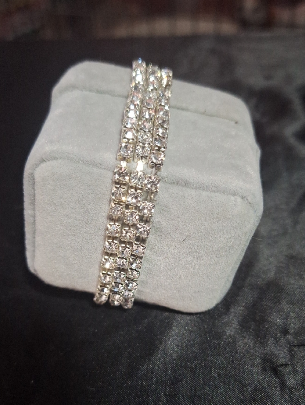 Crystal Tennis Bracelet - Silver Rhinestone Stretch Bracelet